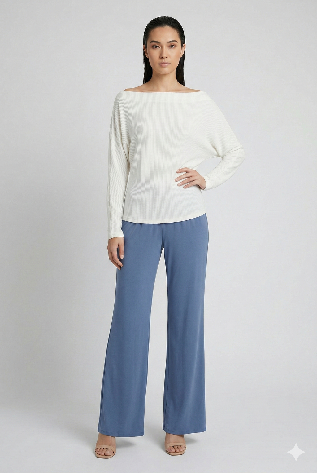 Off-the-Shoulder Hacci Rib Knit Top