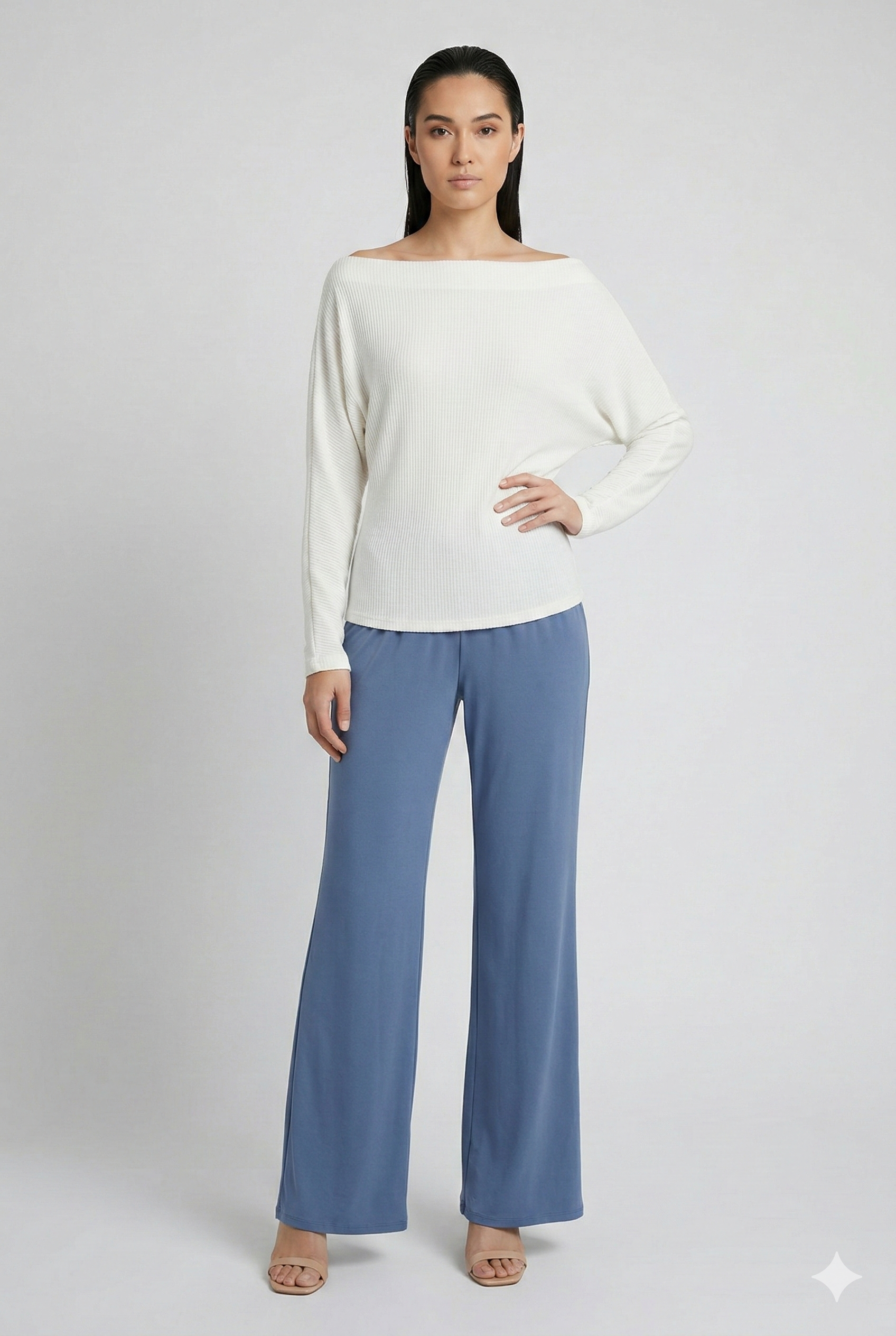 Off-the-Shoulder Hacci Rib Knit Top